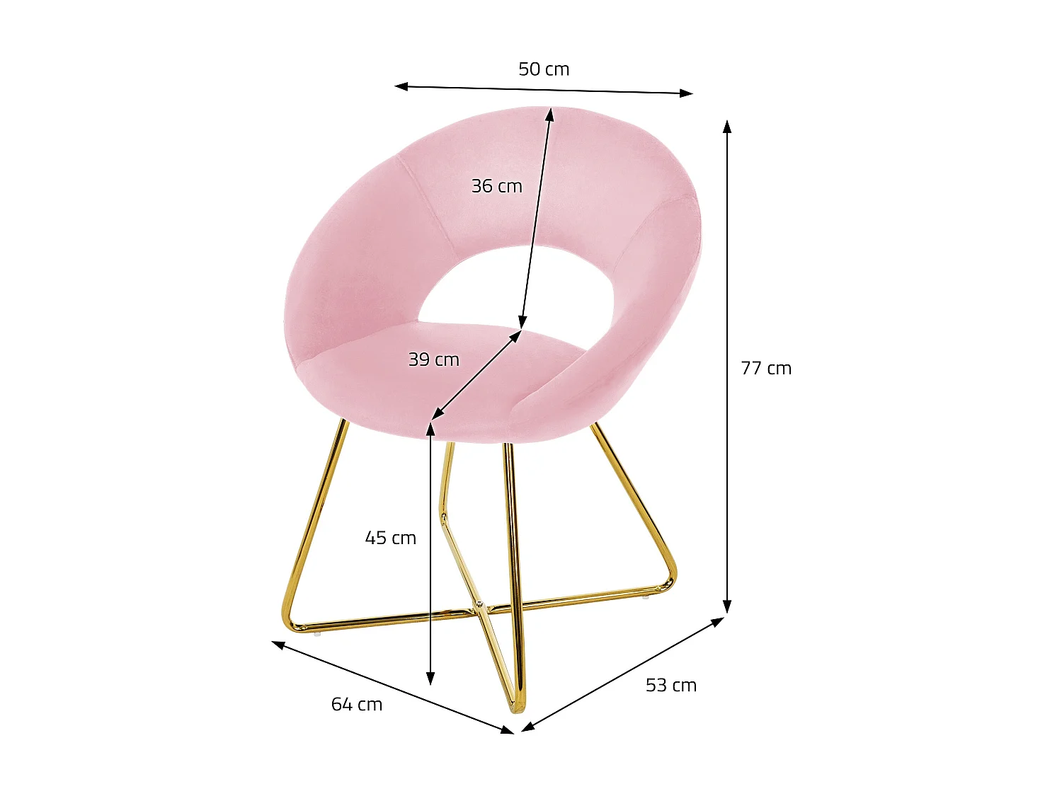Silla de comedor de terciopelo rosa diseño ergonómico asiento moderno curvado