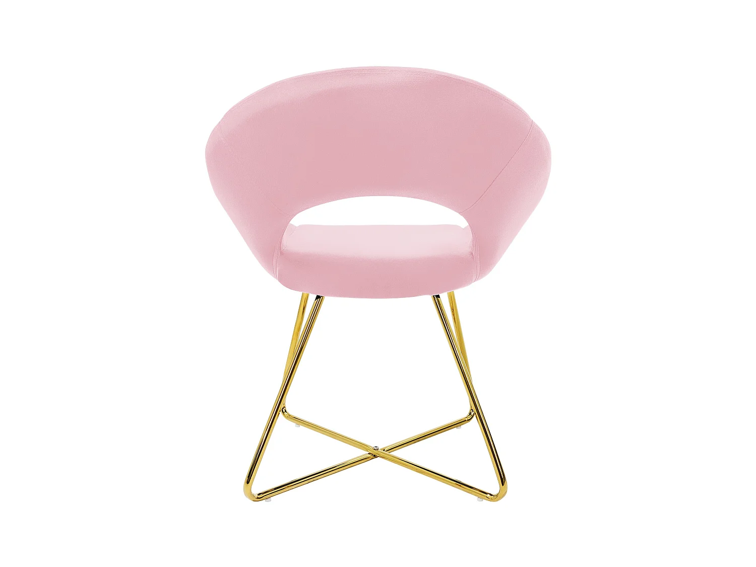 Chaise de salle à manger en velours avec dossier rond rose pieds en métal doré