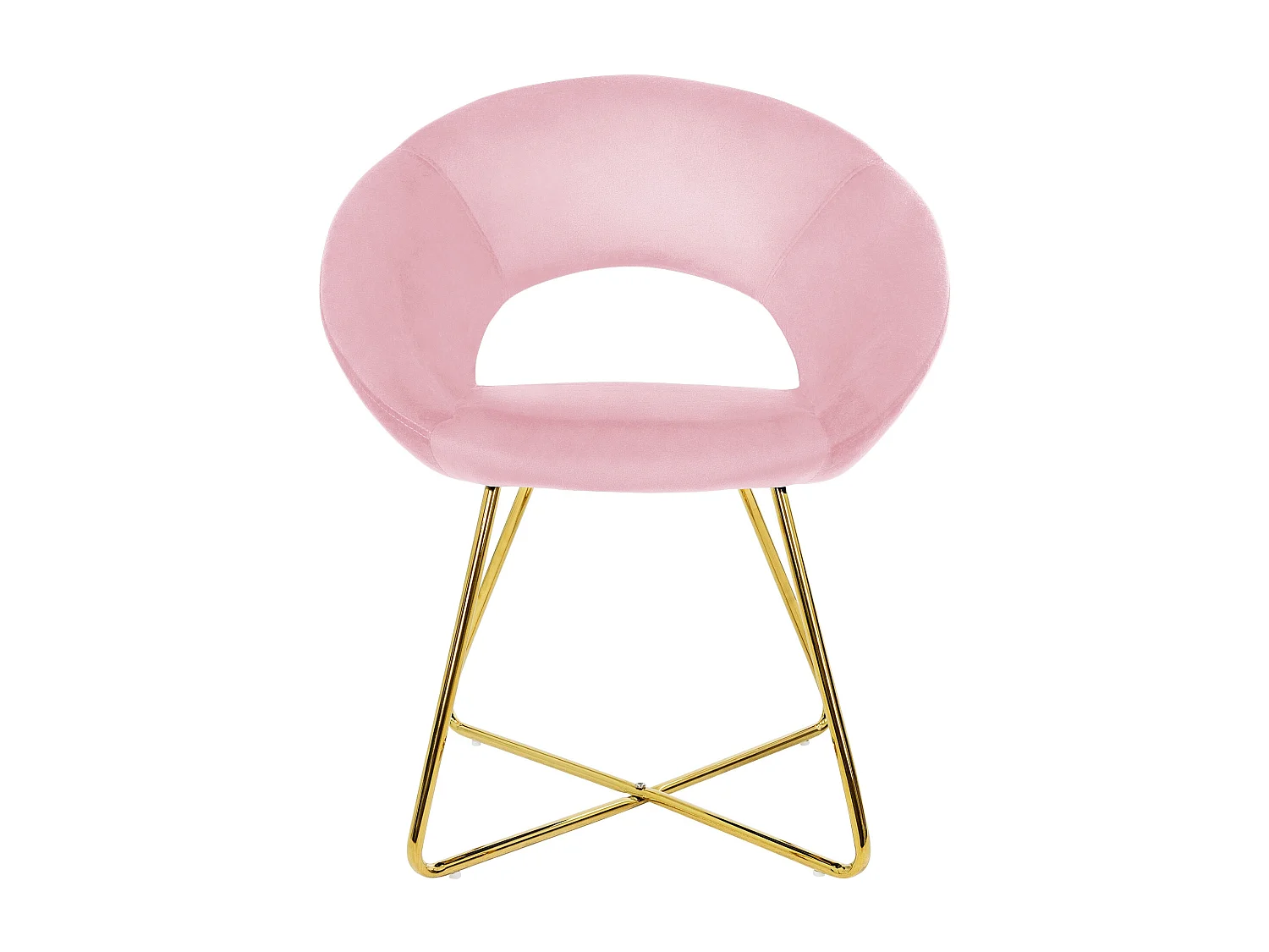 Chaise de salle à manger en velours avec dossier rond rose pieds en métal doré