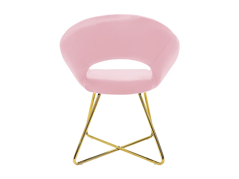 Sedia poltroncina sala da pranzo sedile e schienale imbottito in velluto rosa