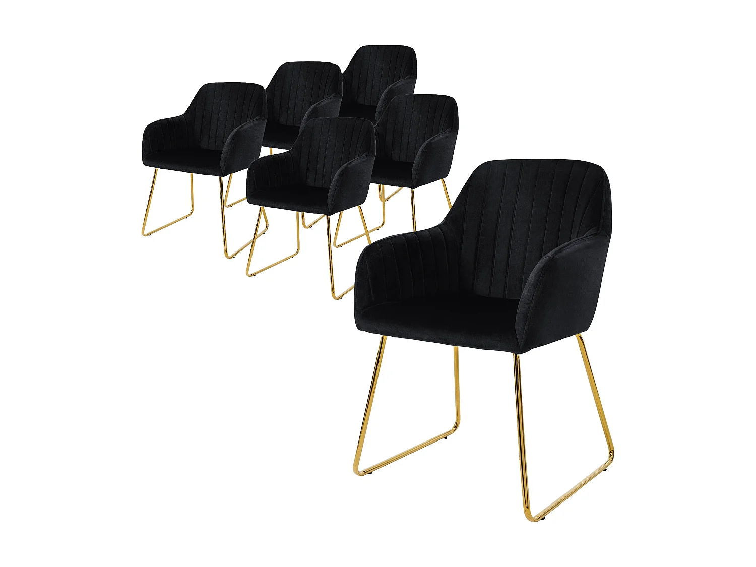 Set di 6 sedie per sala da pranzo soggiorno in velluto nero poltrona ergonomica