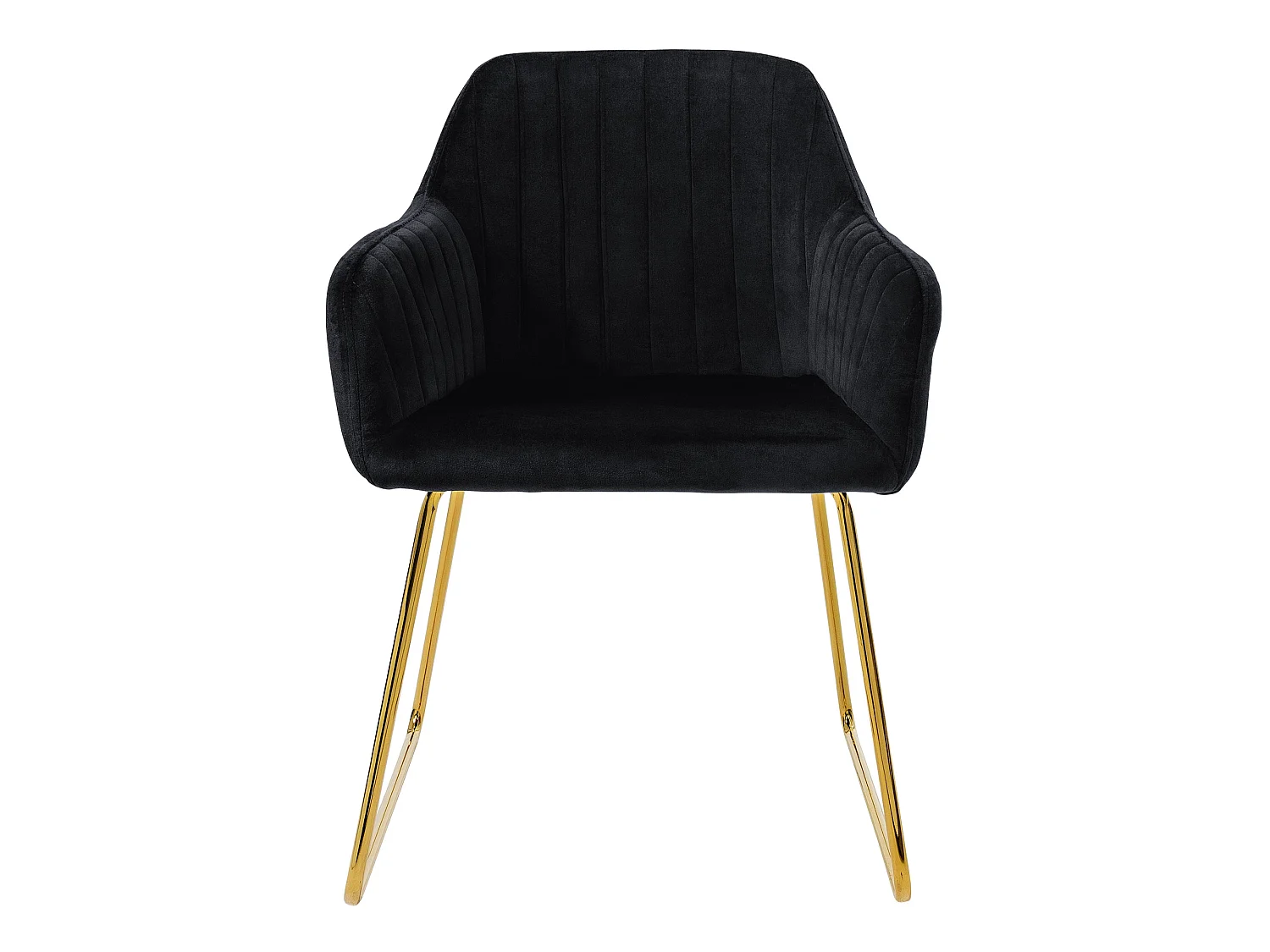 Lot de 6 chaises de salle à manger noir dossier et accoudoirs ergonomiques revêtement en velours respirant piètement doré en métal design élégant