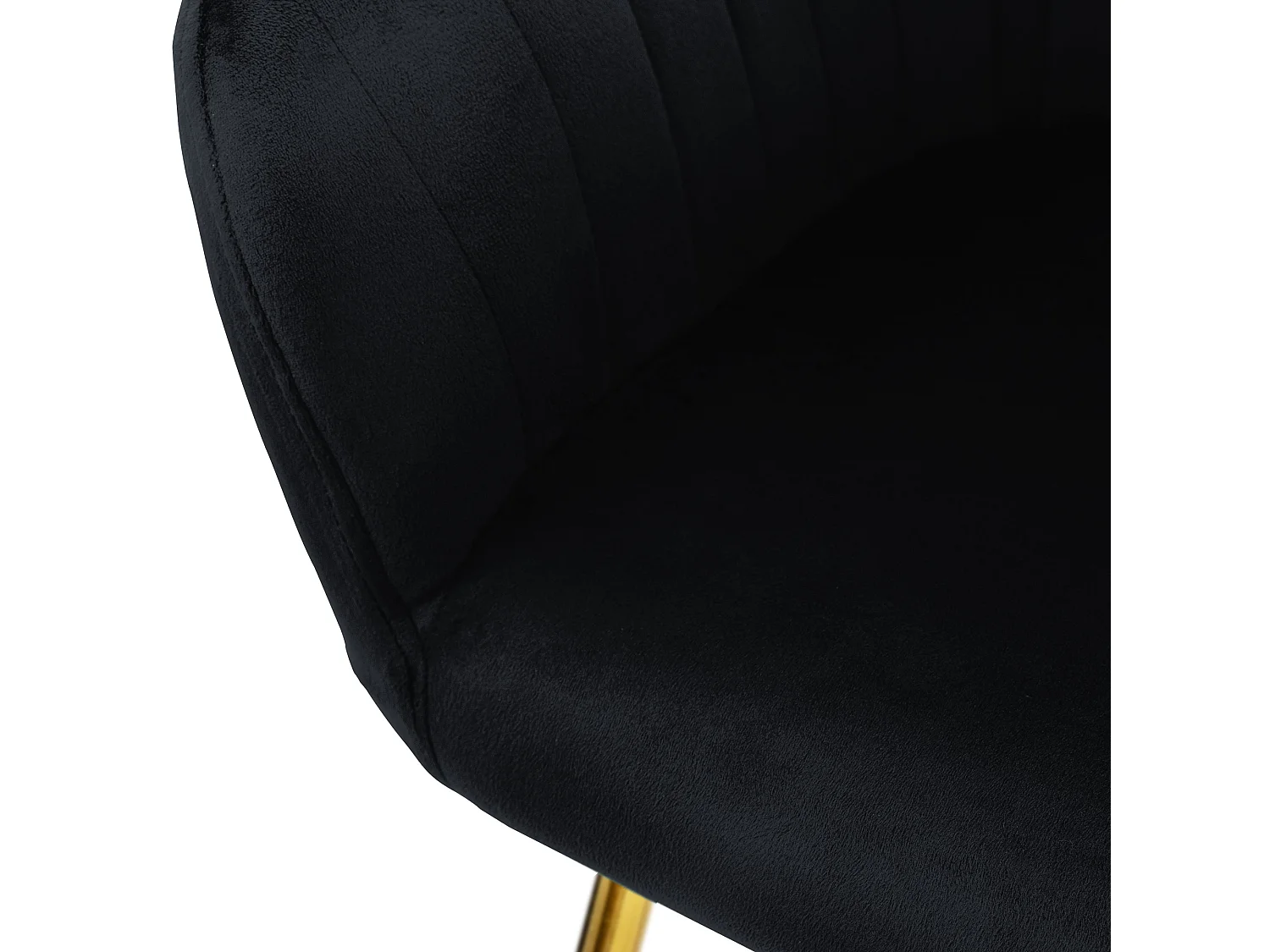 Lot de 6 chaises de salle à manger noir dossier et accoudoirs ergonomiques revêtement en velours respirant piètement doré en métal design élégant
