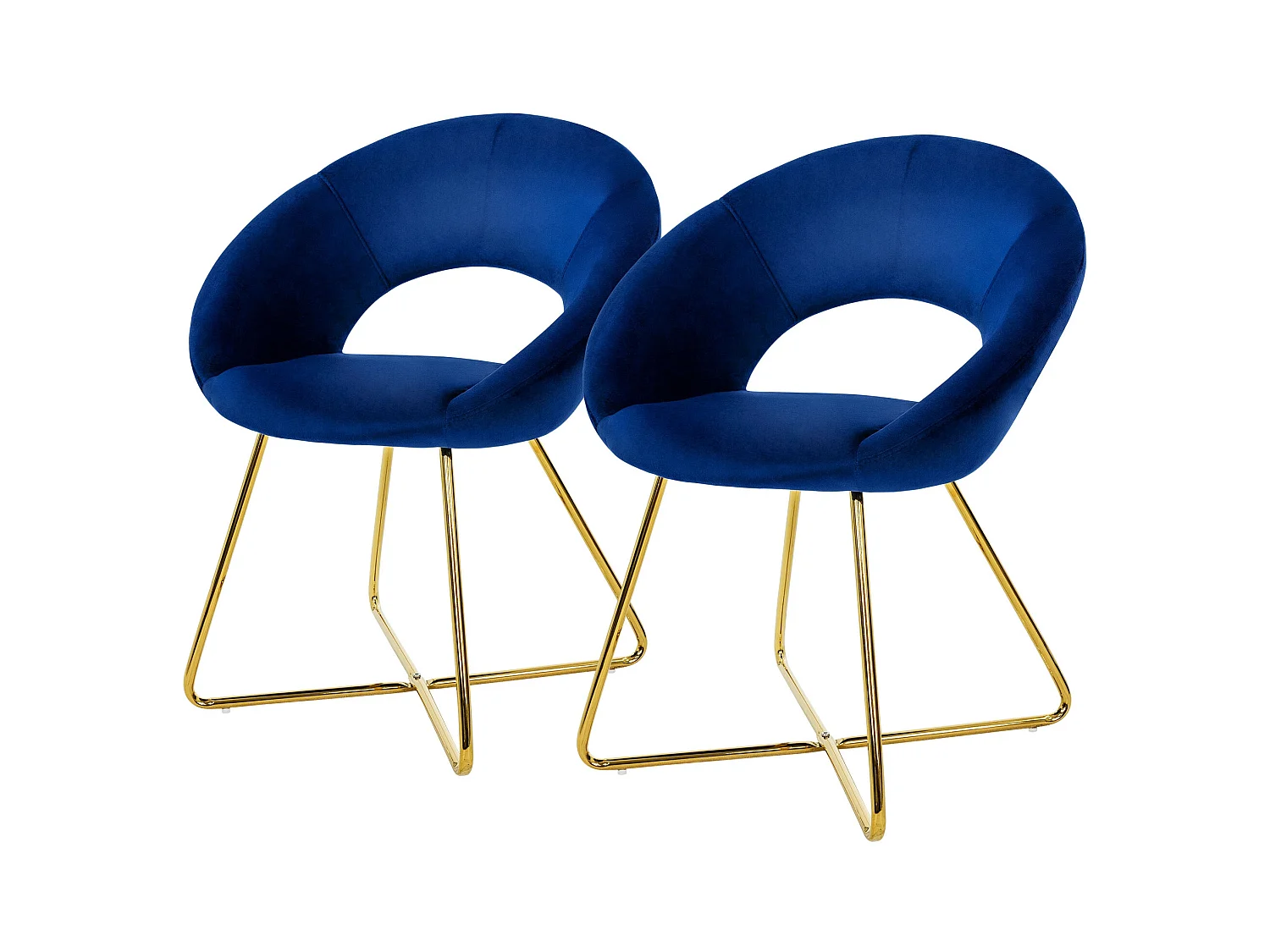 Set 2 sedie sala da pranzo poltroncine sedile schienale imbottito velluto blu