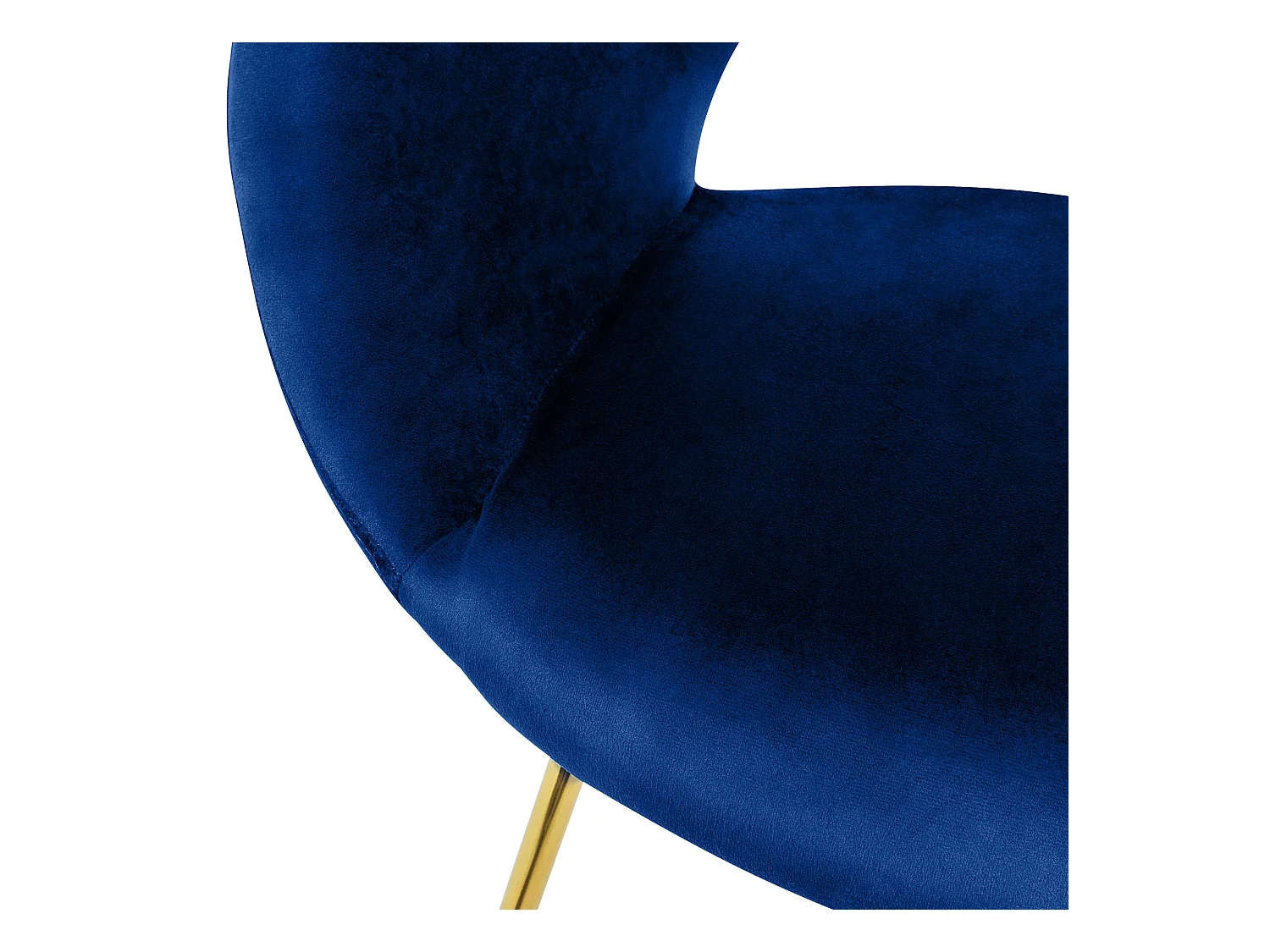 2x Chaise de salle à manger en velours avec dossier rond bleu pieds métal doré