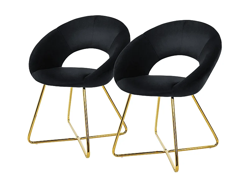 Set 2 sedie sala da pranzo poltroncine sedile schienale imbottito velluto nero
