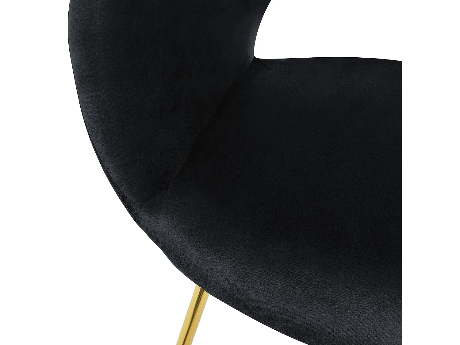 2x Chaise de salle à manger en velours avec dossier rond noir pieds métal doré