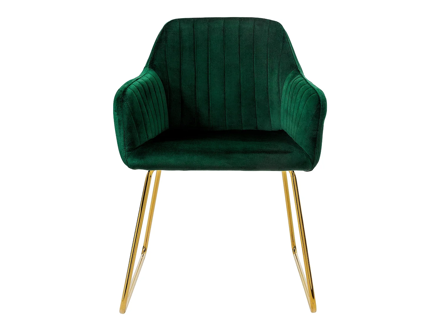 Lot de 6 chaises de salle à manger vert dossier et accoudoirs ergonomiques revêtement en velours respirant piètement doré en métal design élégant
