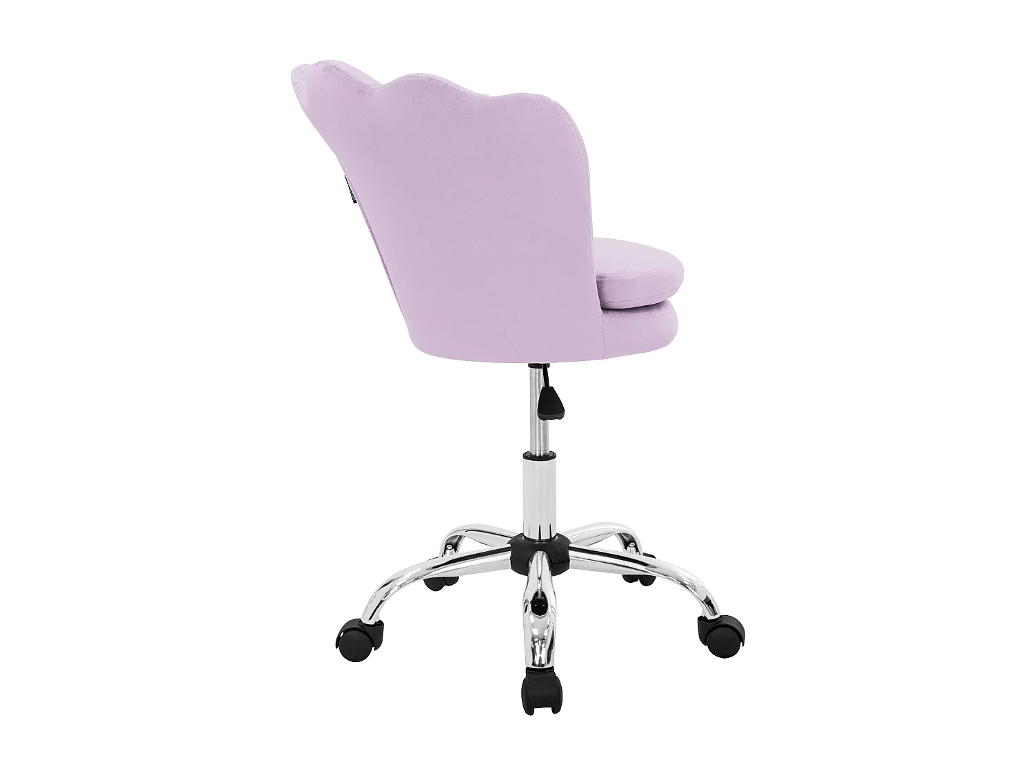 Sedia ufficio velluto viola imbottita per ragazze poltrona a conchiglia 5 ruote