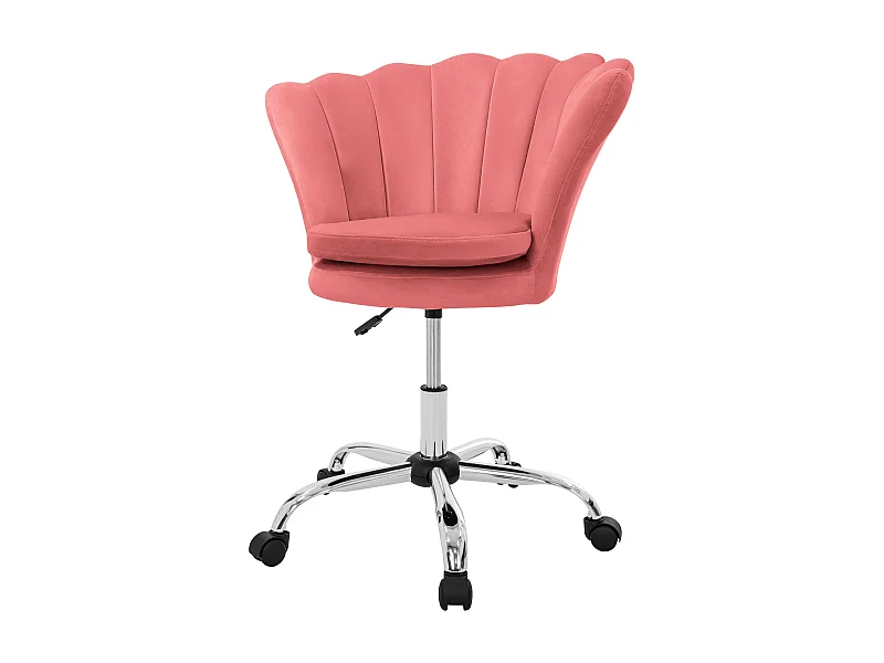 Fauteuil de bureau et salon à roulettes rose hauteur réglable chaise en velours