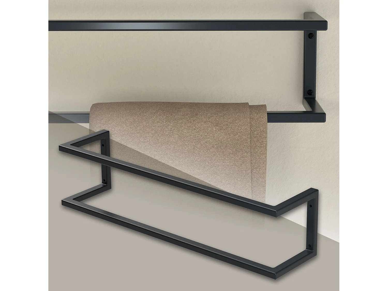 Porte-serviettes support mural salle de bain cuisine 15x15x60cm anthracite acier
