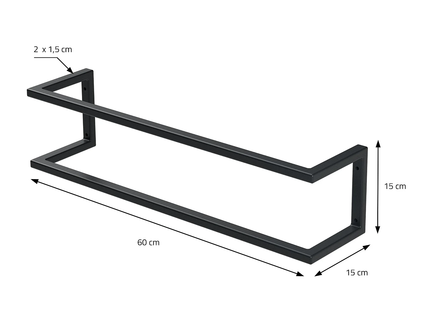 Porte-serviettes support mural salle de bain cuisine 15x15x60cm anthracite acier