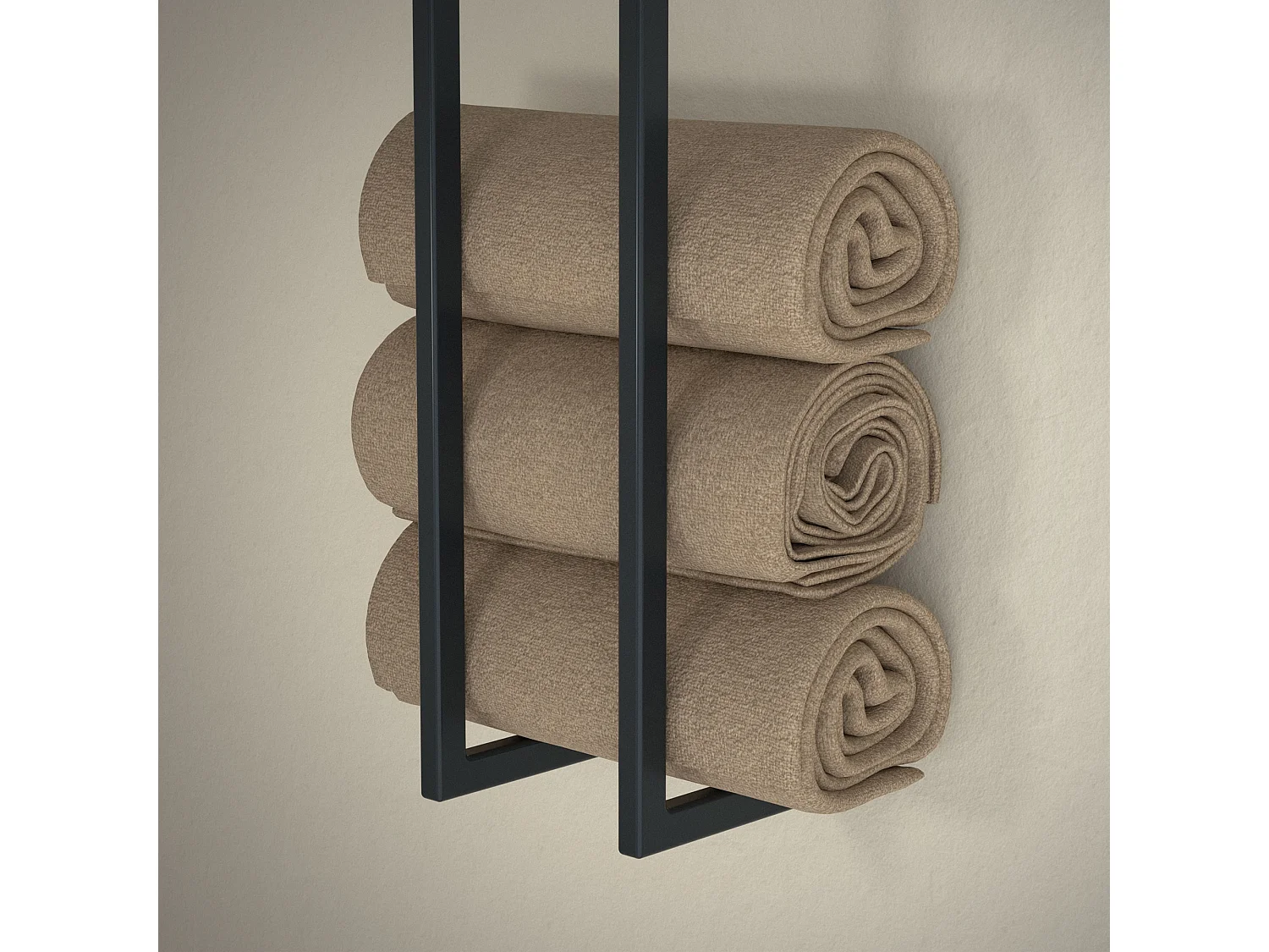 Porte-serviettes support mural salle de bain cuisine 15x15x60cm anthracite acier