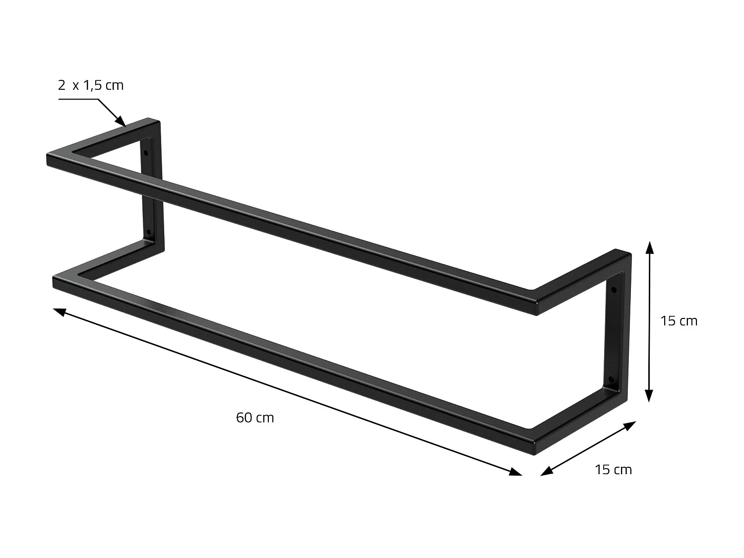 Porte-serviettes support mural pour salle de bain cuisine 15x15x60 cm noir acier