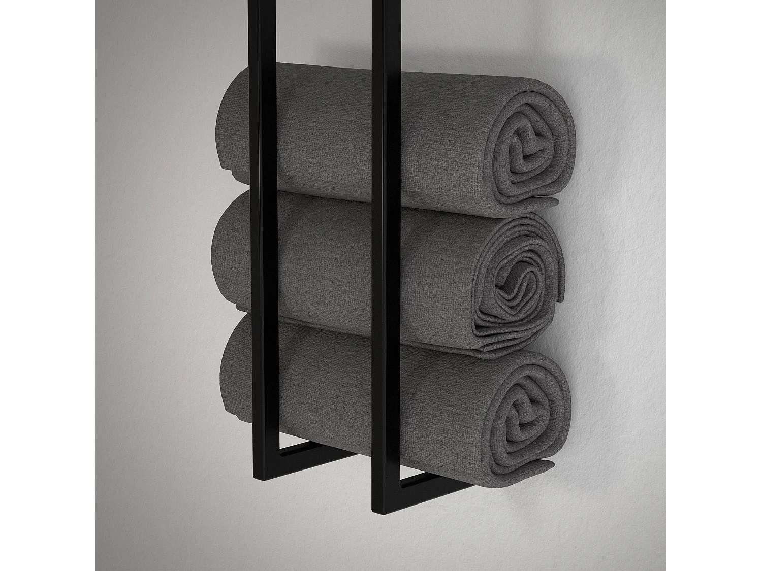 Porte-serviettes support mural pour salle de bain cuisine 15x15x60 cm noir acier