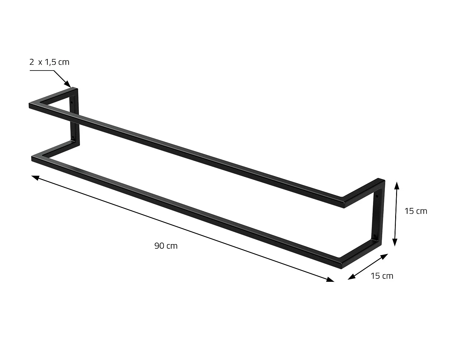 Portasciugamani montaggio a parete supporto asciugamani acciaio nero 90 cm