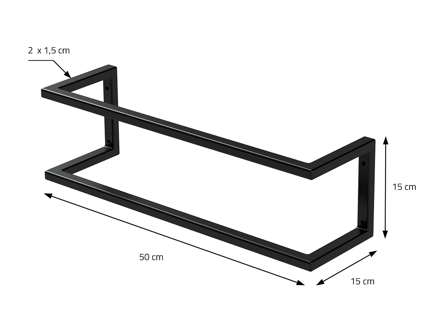Portasciugamani con montaggio a parete supporto asciugamani acciaio nero 15x50cm