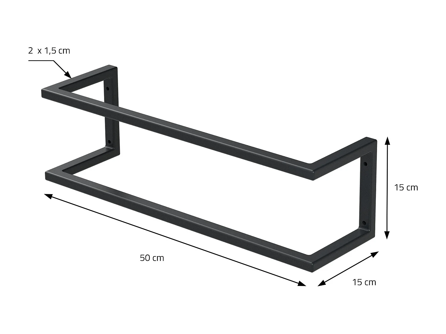 Porte-serviettes support mural salle de bain cuisine 15x15x50cm anthracite acier