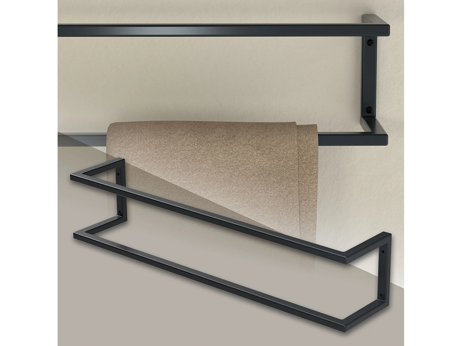 Portasciugamani montaggio a parete supporto asciugamani acciaio antracite 70 cm