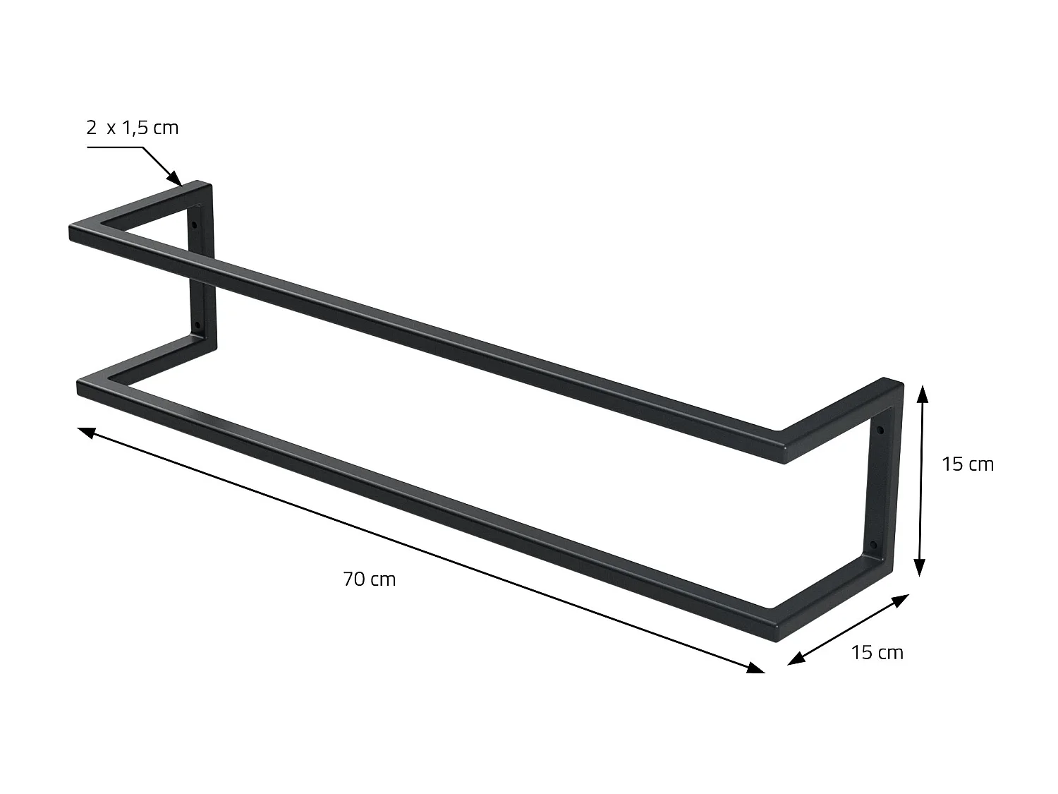Portasciugamani montaggio a parete supporto asciugamani acciaio antracite 70 cm