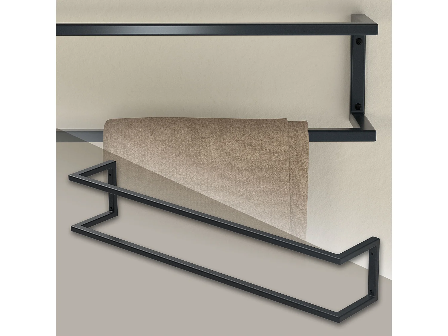 Porte-serviettes support mural salle de bain cuisine 15x15x80cm anthracite acier