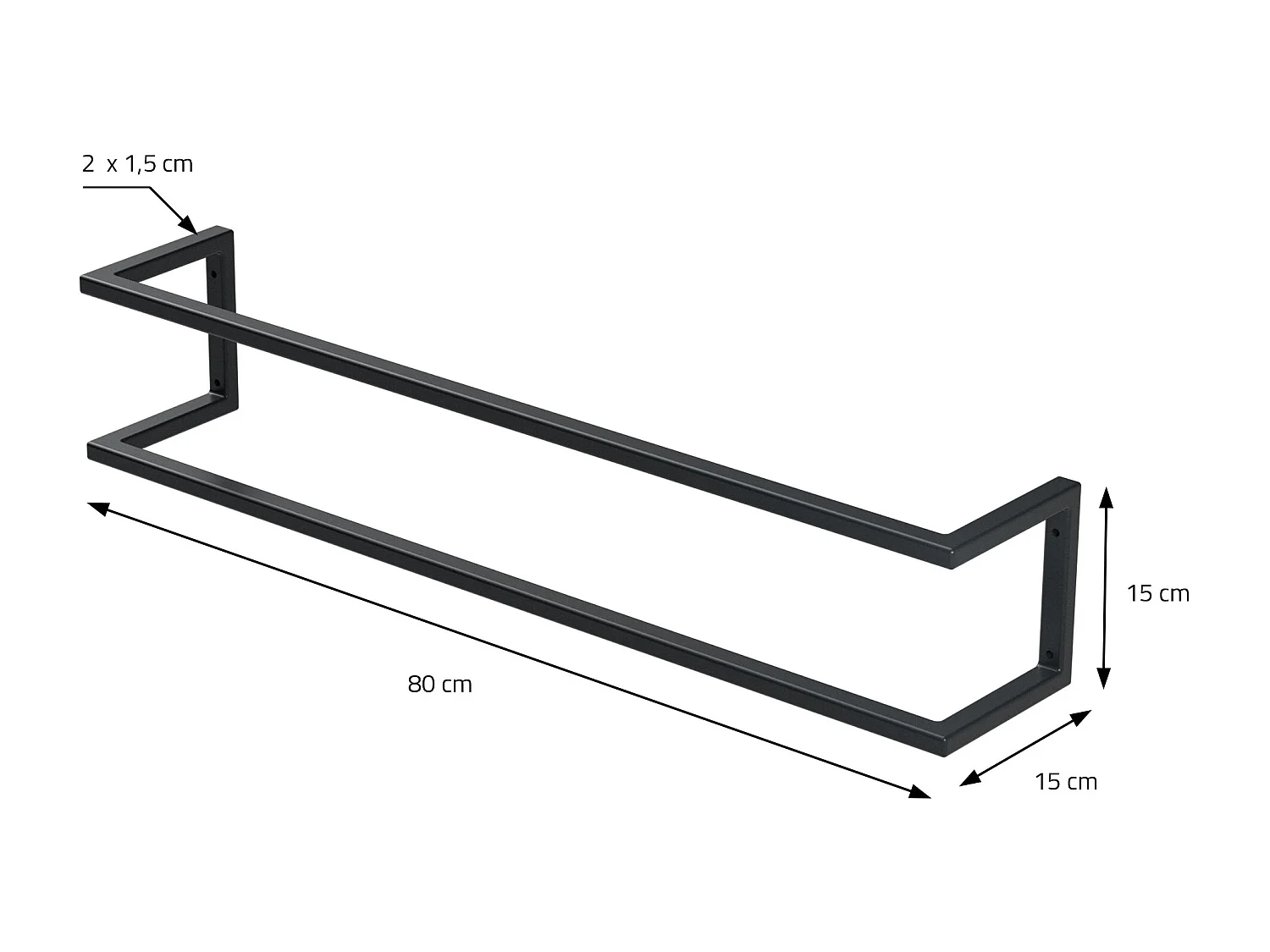 Porte-serviettes support mural salle de bain cuisine 15x15x80cm anthracite acier