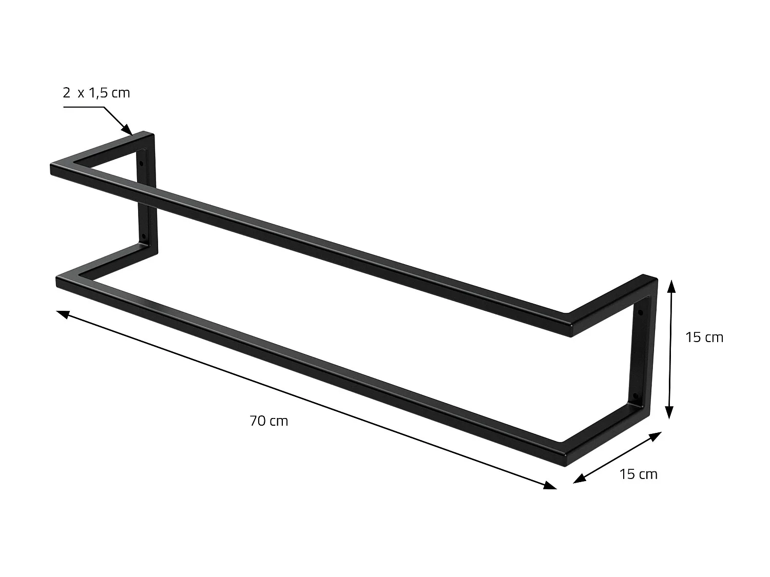 Porte-serviettes support mural pour salle de bain cuisine 15x15x70 cm noir acier