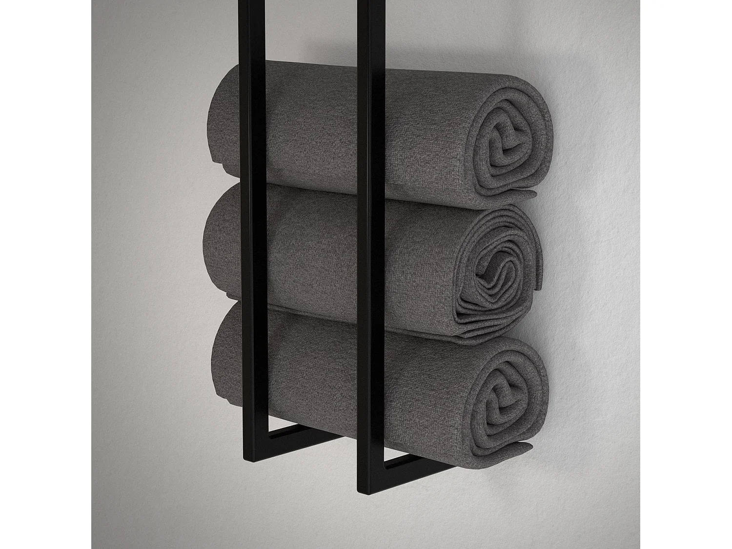 Porte-serviettes support mural pour salle de bain cuisine 15x15x70 cm noir acier