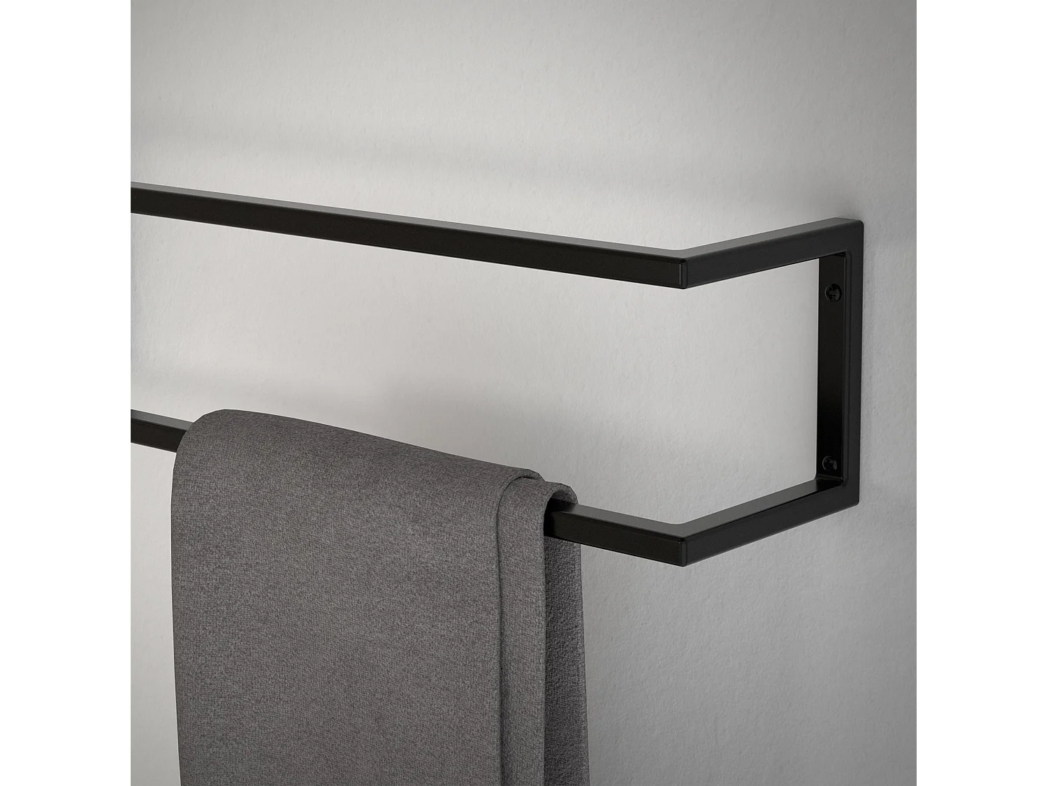 Porte-serviettes support mural pour salle de bain cuisine 15x15x70 cm noir acier