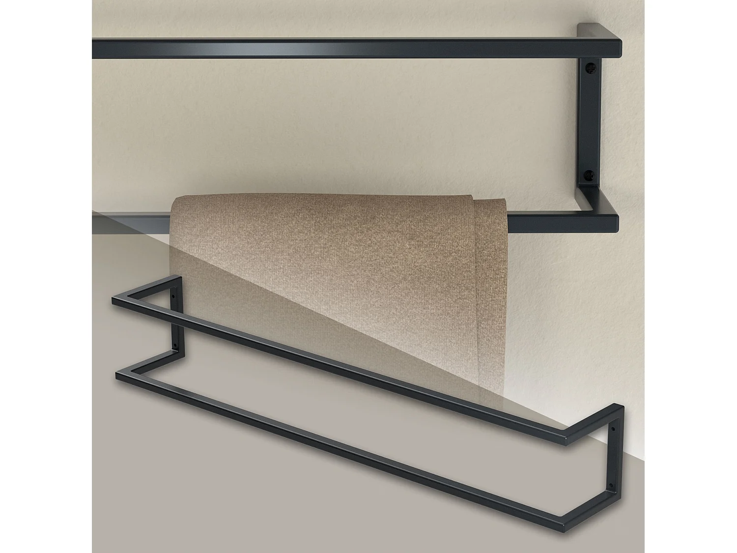 Porte-serviettes support mural salle de bain cuisine 15x15x90cm anthracite acier