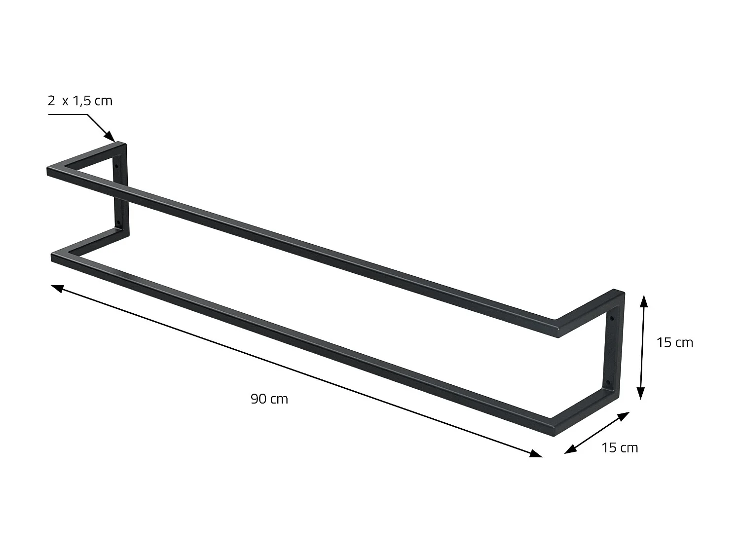 Porte-serviettes support mural salle de bain cuisine 15x15x90cm anthracite acier