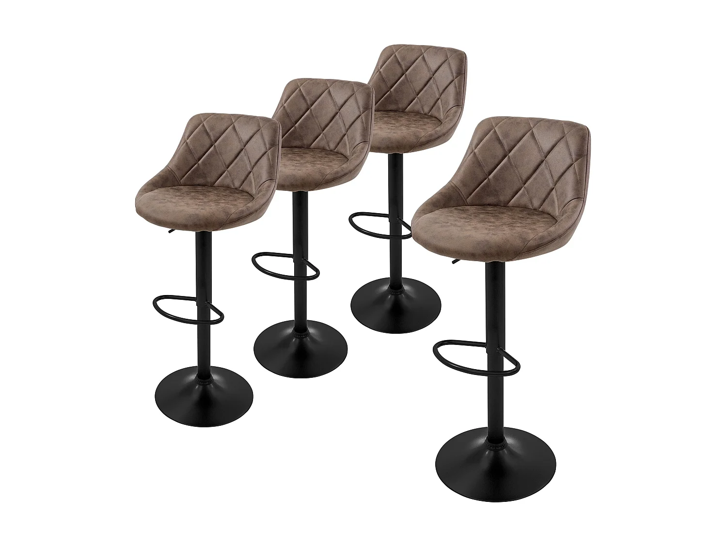 Set 4 sgabelli da bar finta pelle marrone girevole sgabello cucina poggiapiedi