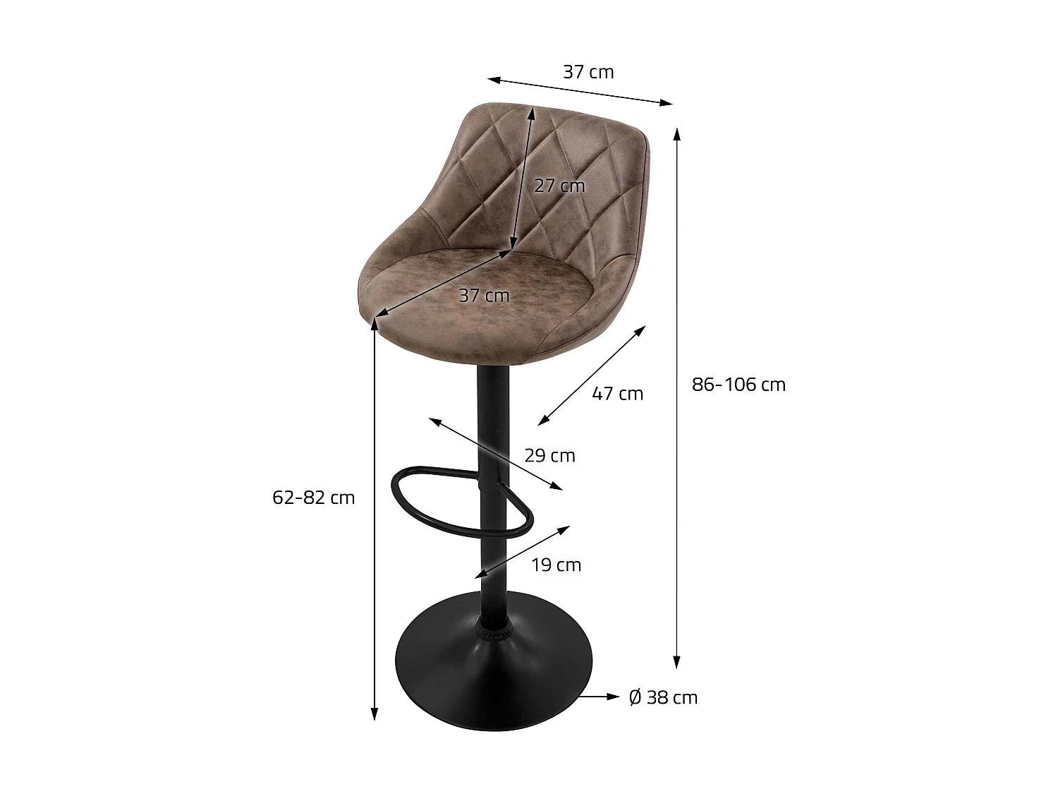 Set 4 sgabelli da bar finta pelle marrone girevole sgabello cucina poggiapiedi