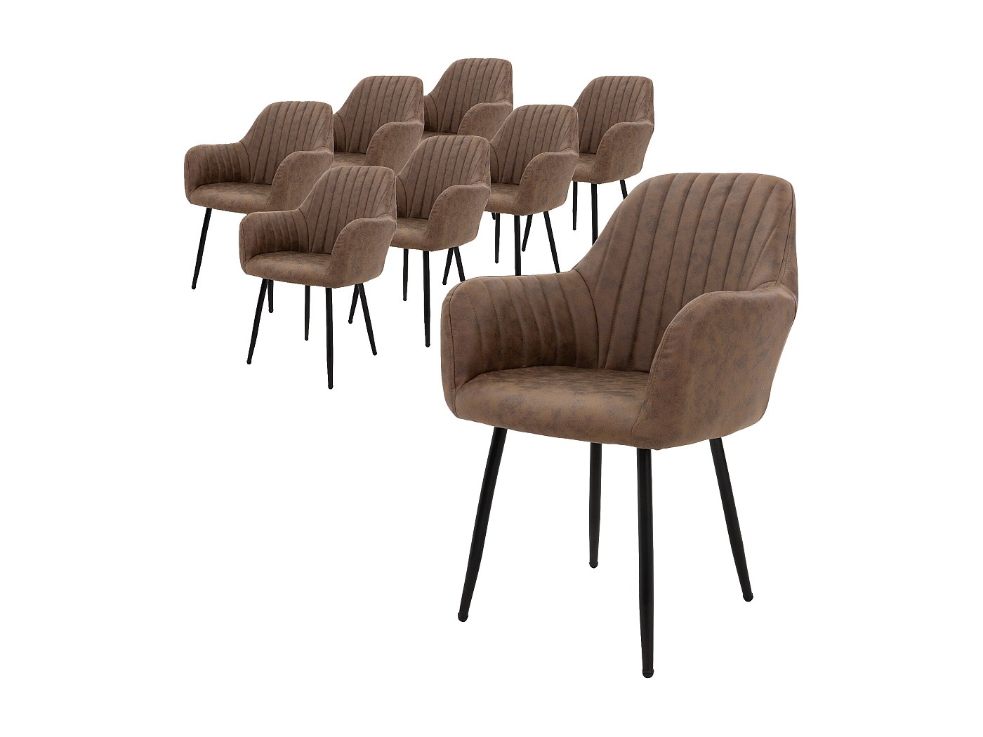 Lot De 4 Chaises De Salle à Manger Modernes Anthracite - Accoudoirs, Rembourrées - Neuf