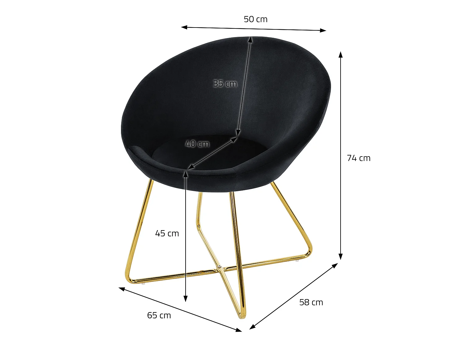 ML-Design 2x Sedia sala da pranzo nero in velluto sedie con schienale rotondo poltroncina imbottita con gambe dorate da cucina per soggiorno salotto