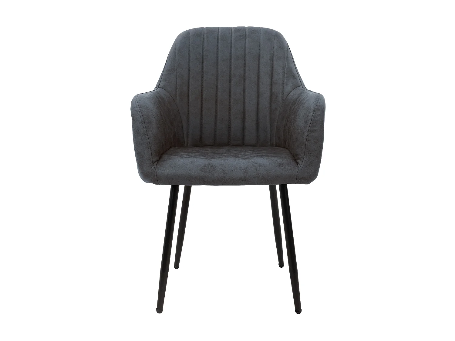 Lot de 6 chaises salle à manger rembourrée anthracite avec accoudoirs en simili