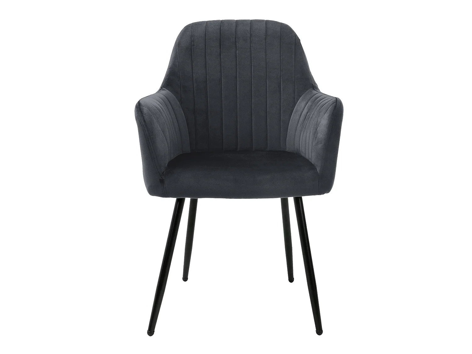 Lot de 6 chaises de salle à manger gris dossier et accoudoirs ergonomiques revêtement en velours respirant piètement noir en acier design élégant