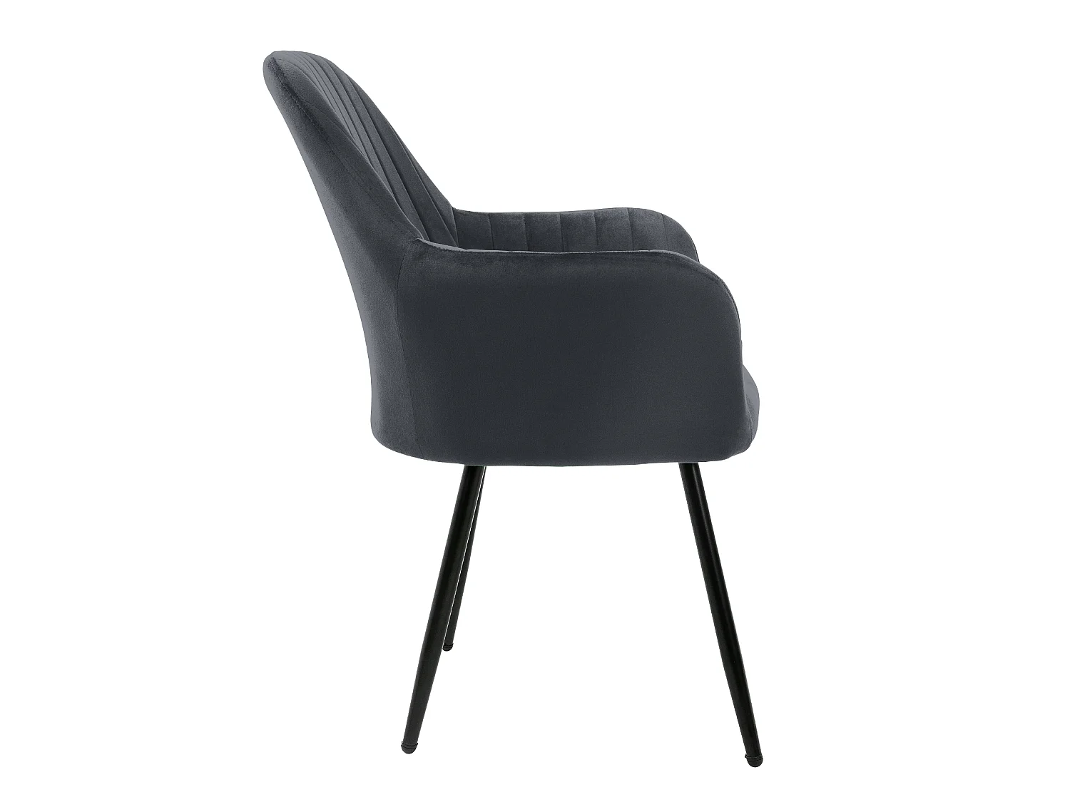 Lot de 6 chaises de salle à manger gris dossier et accoudoirs ergonomiques revêtement en velours respirant piètement noir en acier design élégant