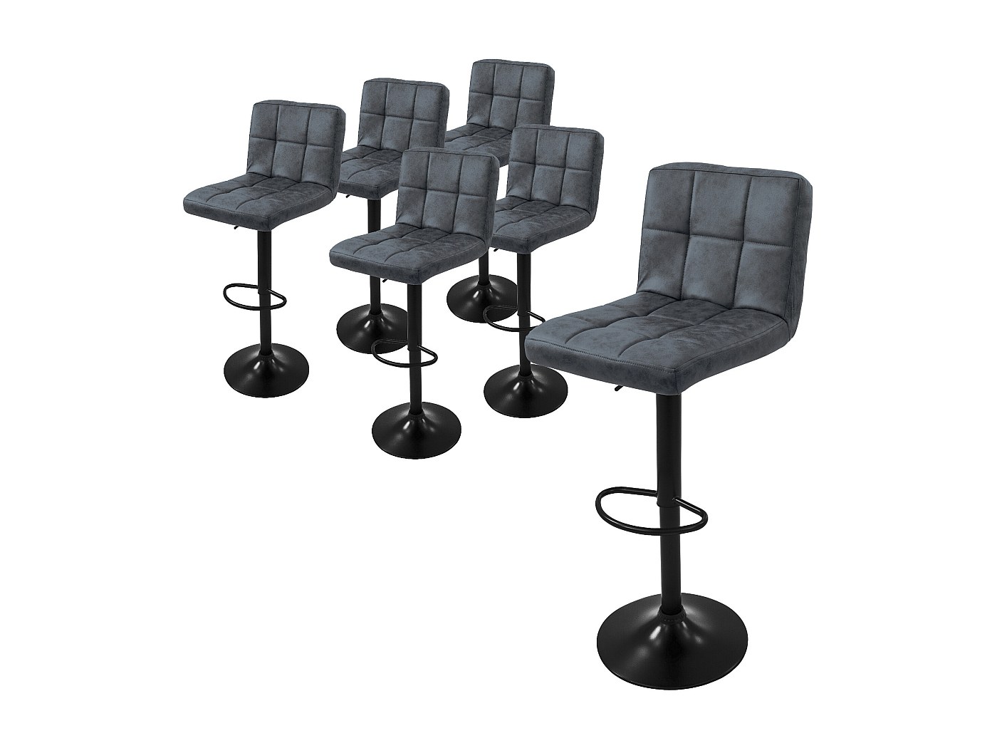 Relax4Life – Lot de 2 tabourets de bar pivotants – Simili-cuir résistant – Hauteur réglable 61-81 cm – Dossier ergonomique – Pivote à 360