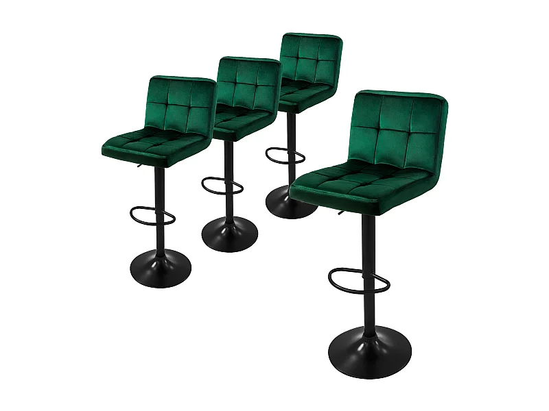 Set 4 sgabelli da bar girevoli velluto verde altezza regolabile sgabello cucina