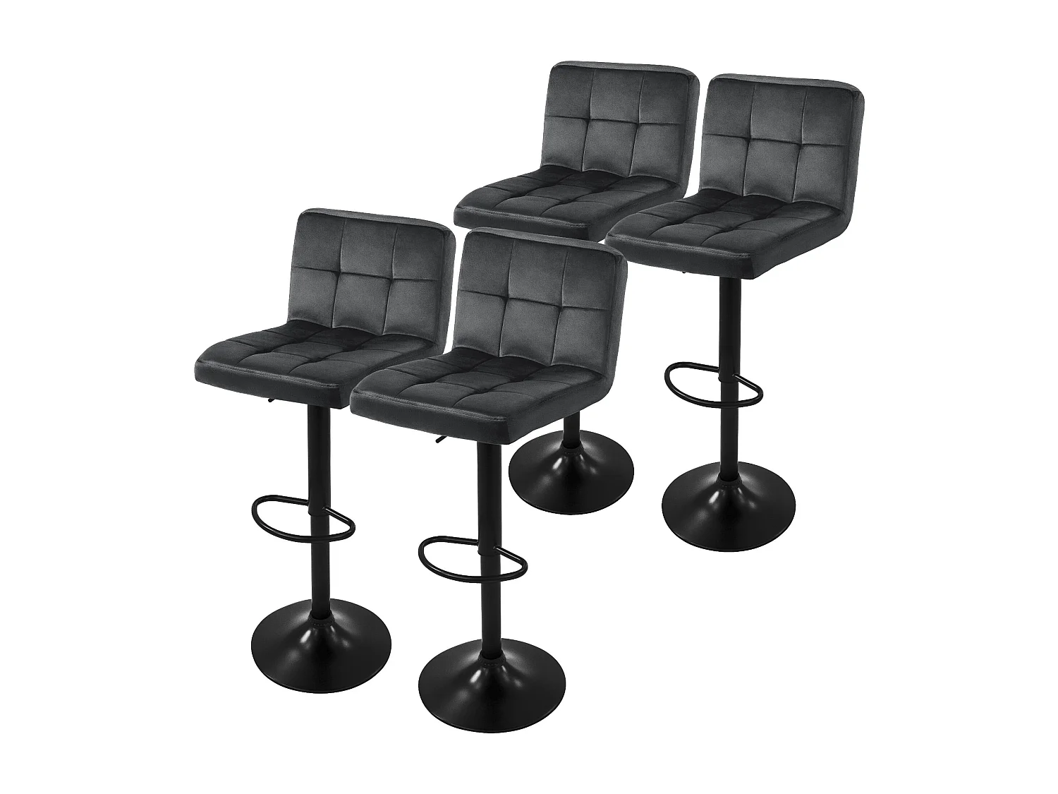 Set 4 sgabelli da bar girevoli velluto grigio altezza regolabile sgabello cucina