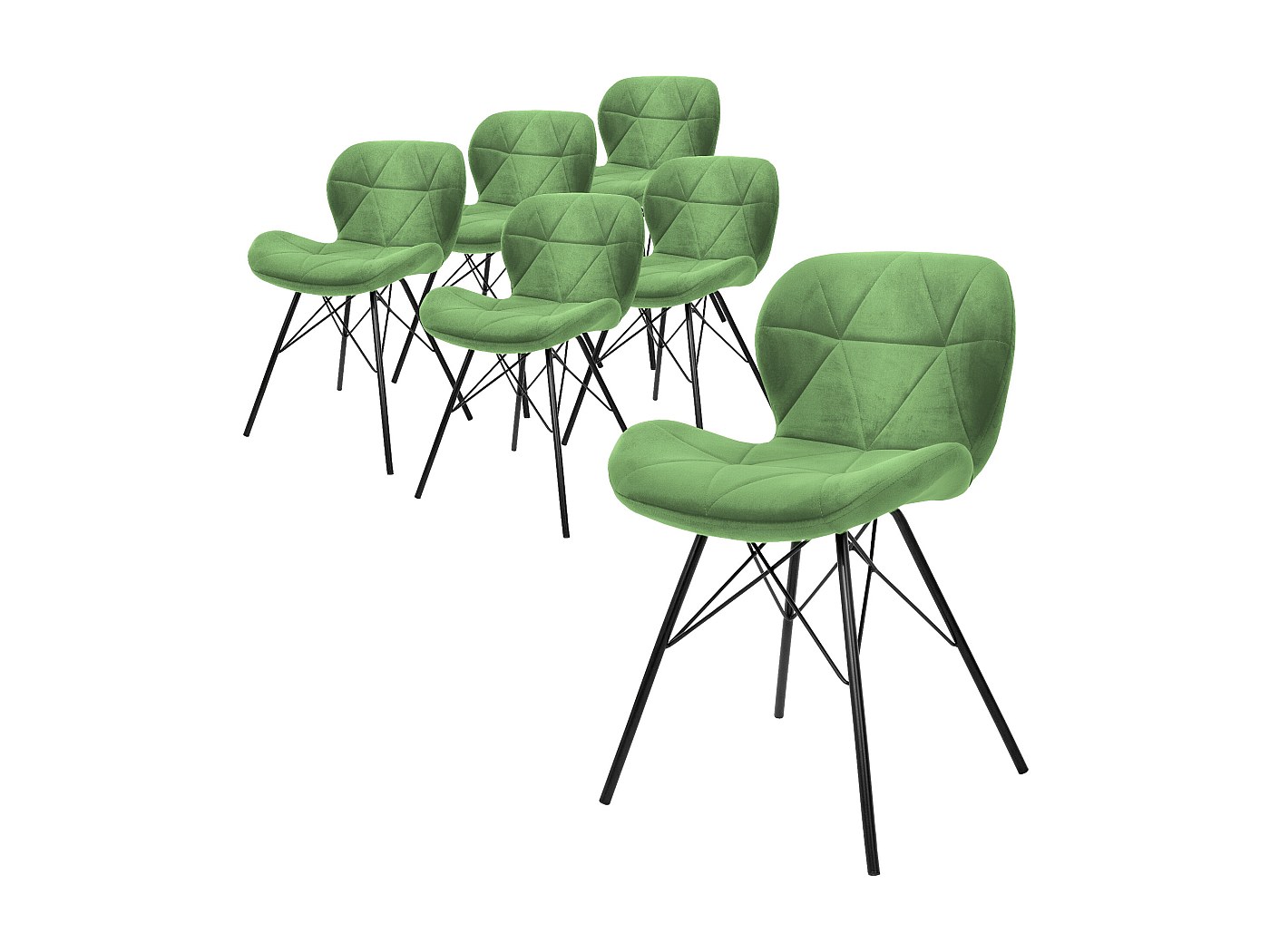 Set 4 Sedie Da Pranzo In Velluto Verde Con Gambe Metallo Nero - Imbottite, Carico 120 Kg - Foto 10