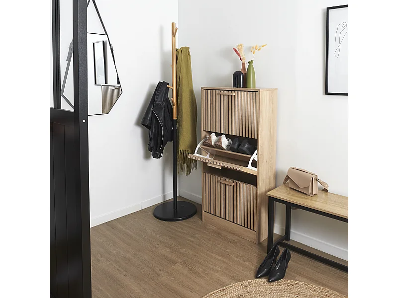 Meuble A Chaussure 3 Portes Klaus Marron