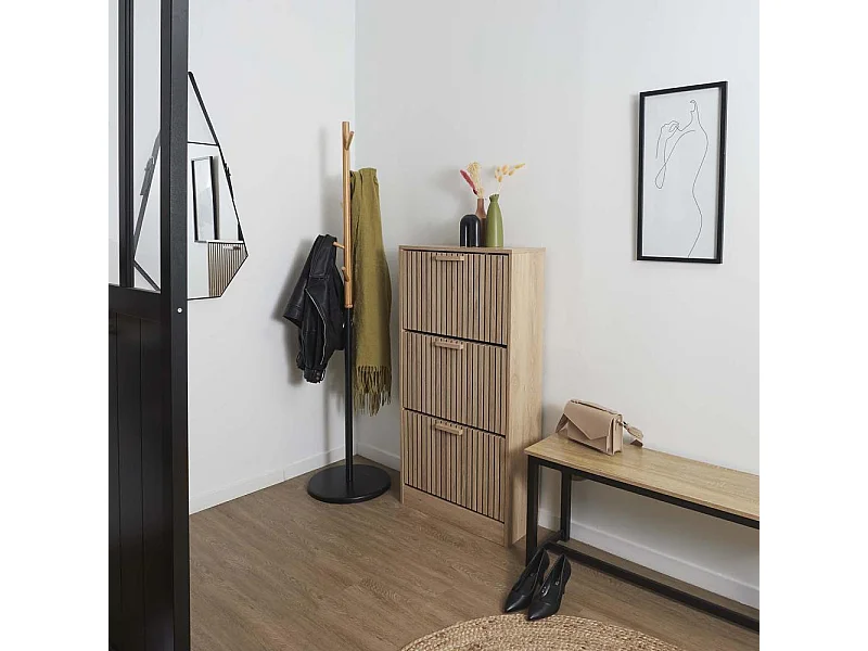 Meuble A Chaussure 3 Portes Klaus Marron