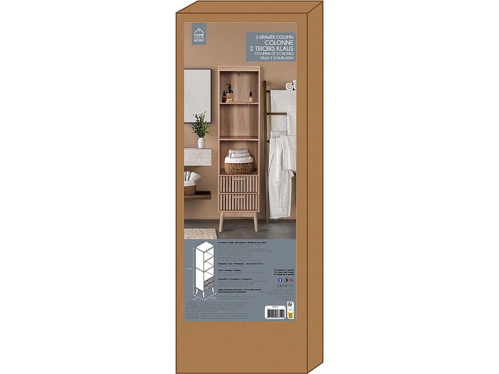 Colonne - HOME DECO FACTORY - Klaus - 2 Tiroirs - Marron