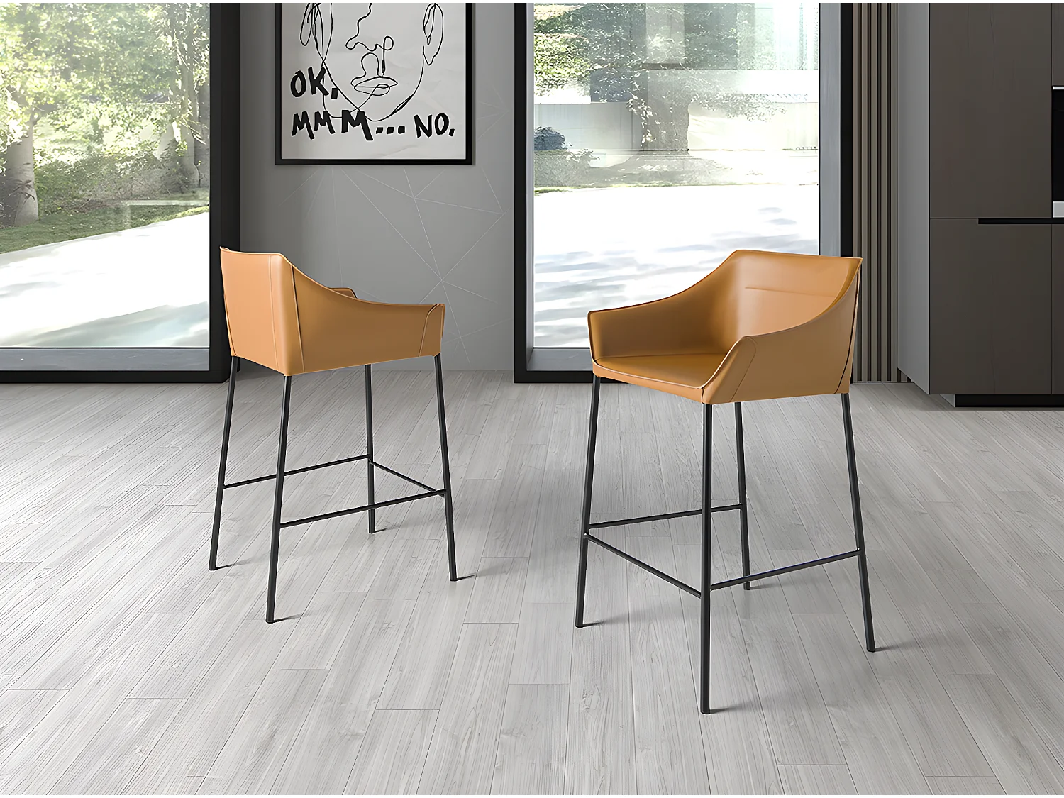 Sgabello in similpelle marrone   4145 ANGEL CERDA