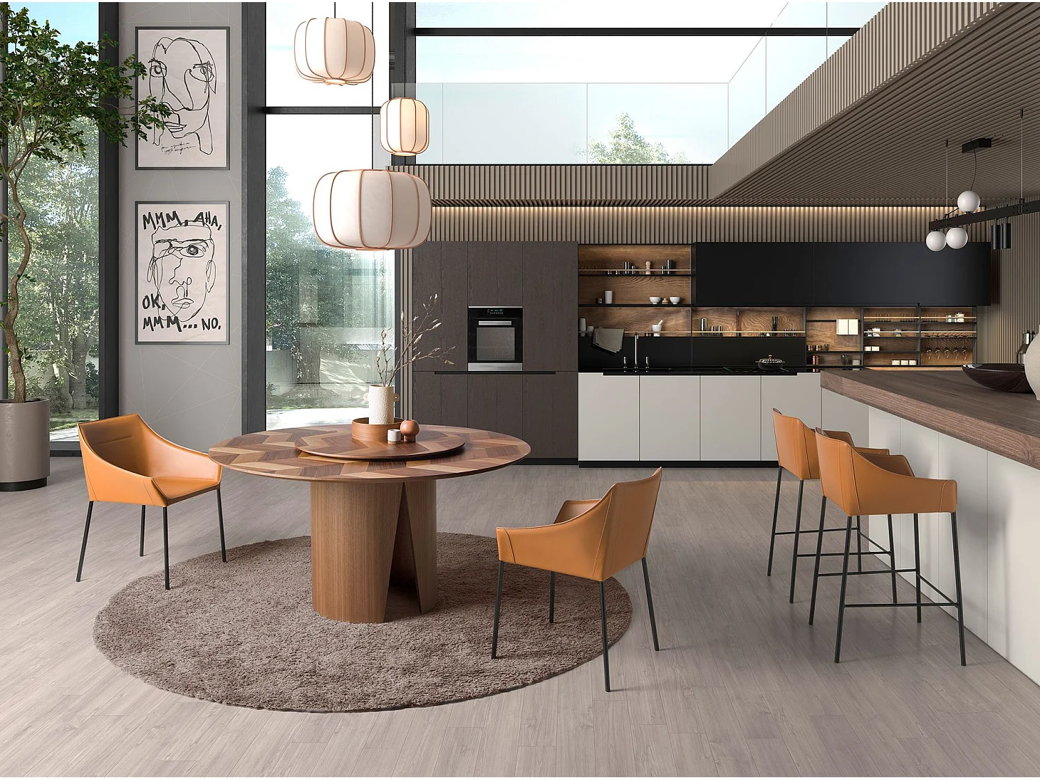 Hocker aus braunem Kunstleder  4145 ANGEL CERDA