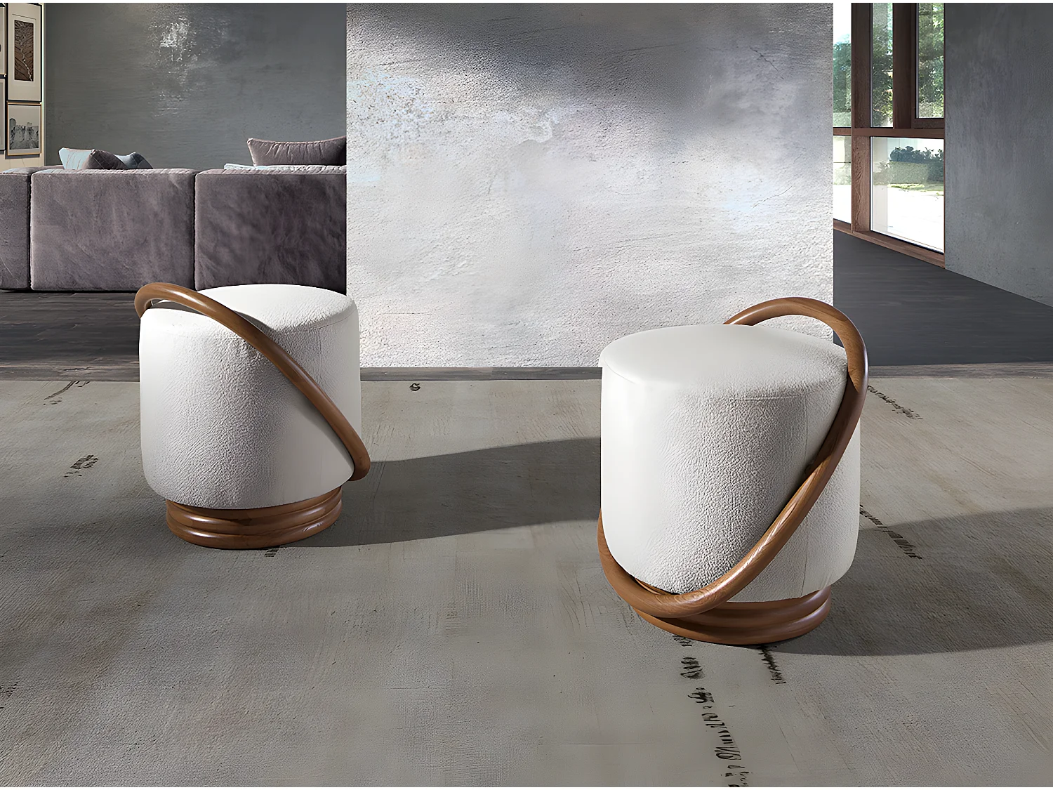 Witte stoffen poef 5110 ANGEL CERDA