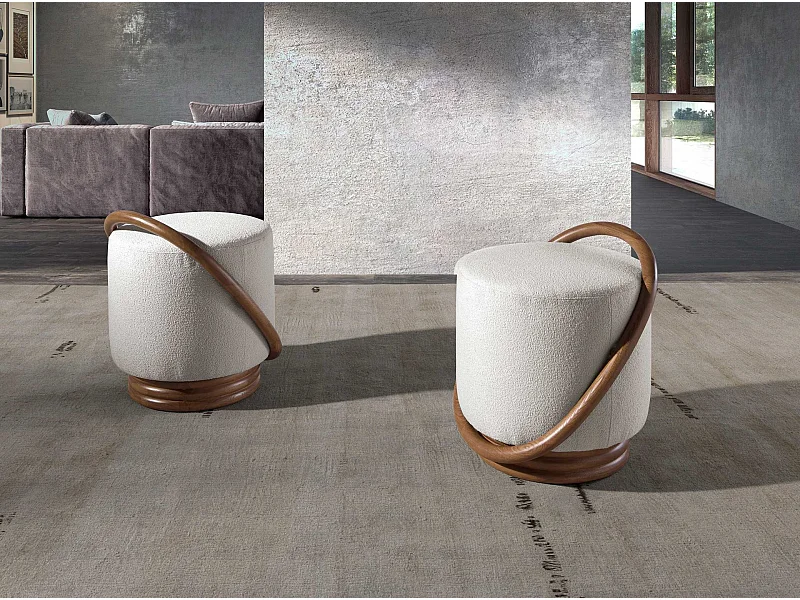 Puff aus weißem Stoff 5110 ANGEL CERDA