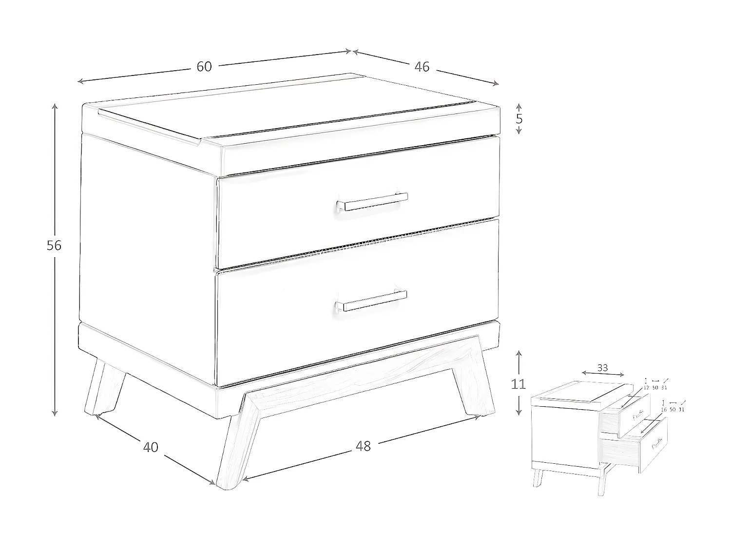 Mesita de noche polipiel y nogal con tapa de cristal negro  7162 ANGEL CERDA